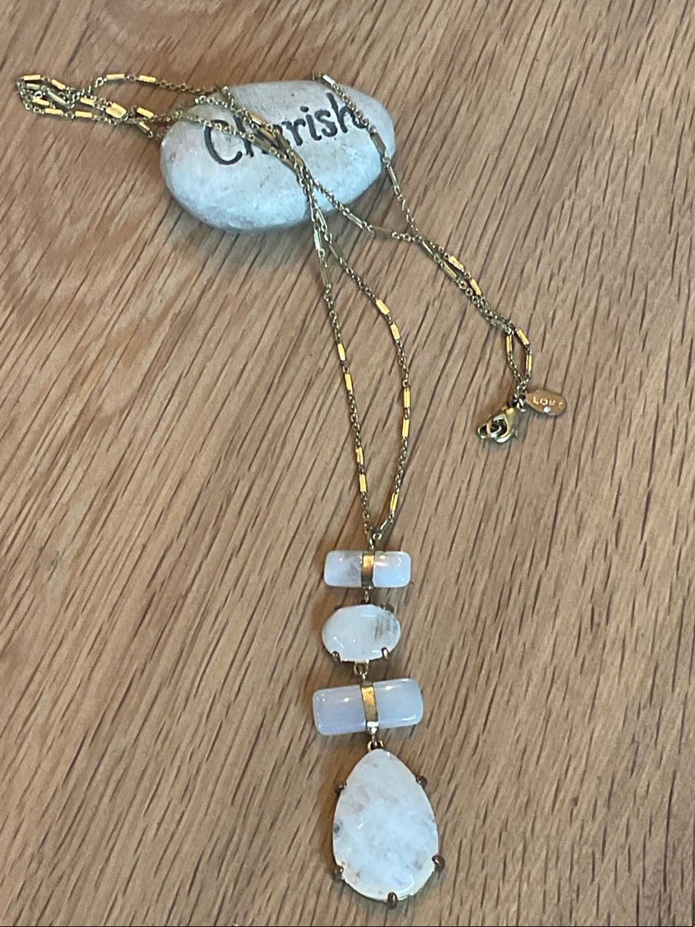 Vintage Loft Signed Clear Quartz Multi Stone Pendant Necklace